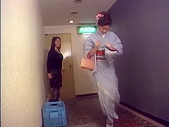 Hostess Wetting Kimono In The Bar